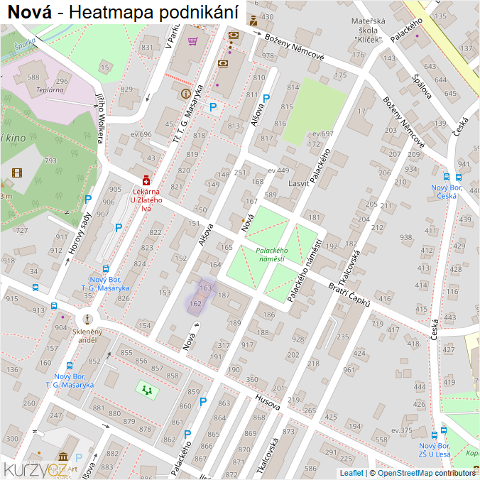 Mapa Nová - Firmy v ulici.