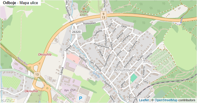 Odboje - mapa ulice