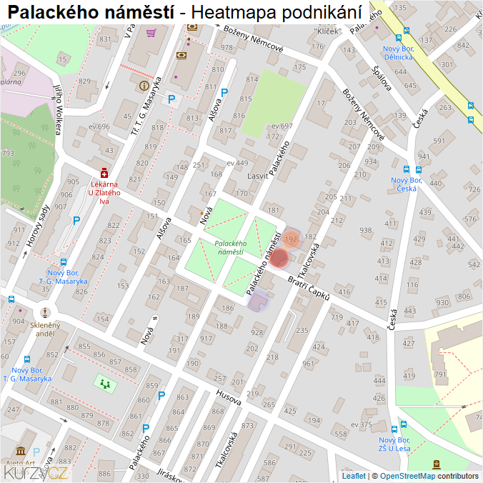 Mapa Palackého náměstí - Firmy v ulici.