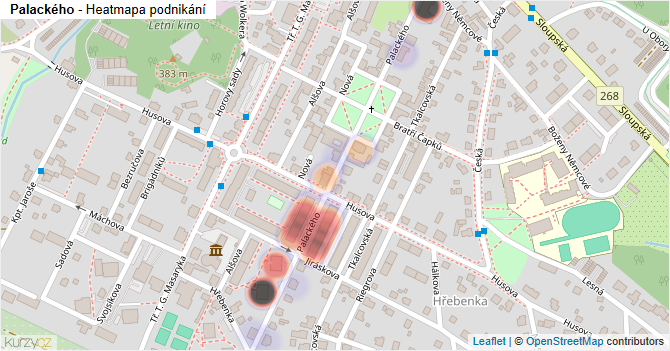Palackého - mapa podnikání