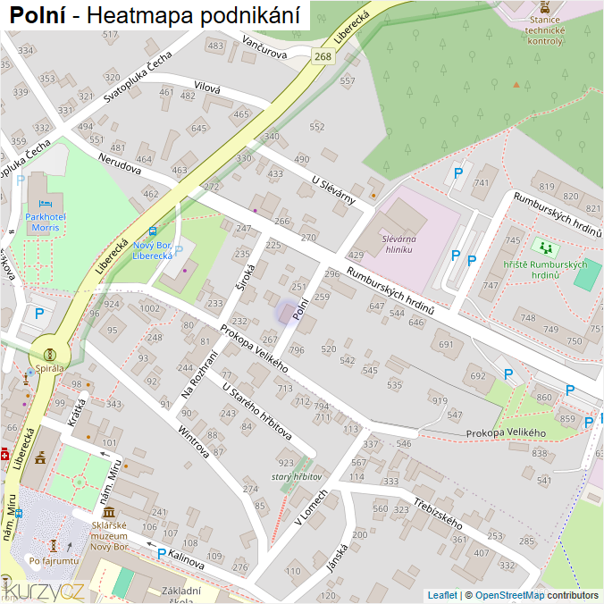 Mapa Polní - Firmy v ulici.
