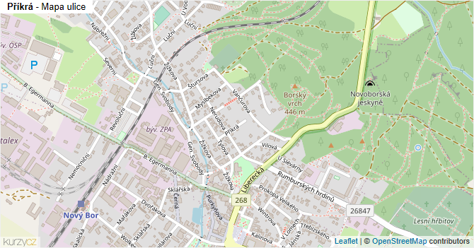 Příkrá - mapa ulice