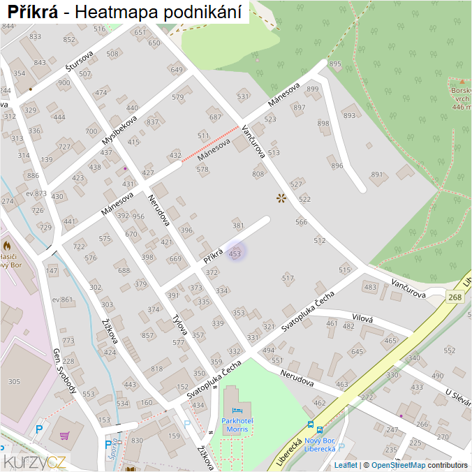 Mapa Příkrá - Firmy v ulici.