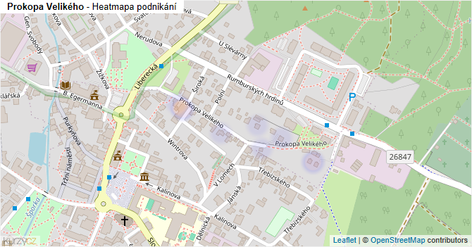 Prokopa Velikého - mapa podnikání