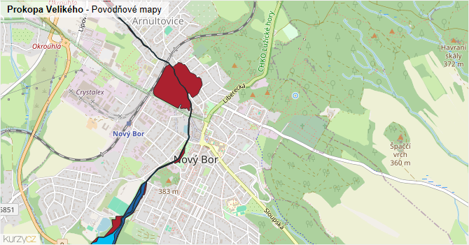 Prokopa Velikého - záplavové mapy stoleté vody
