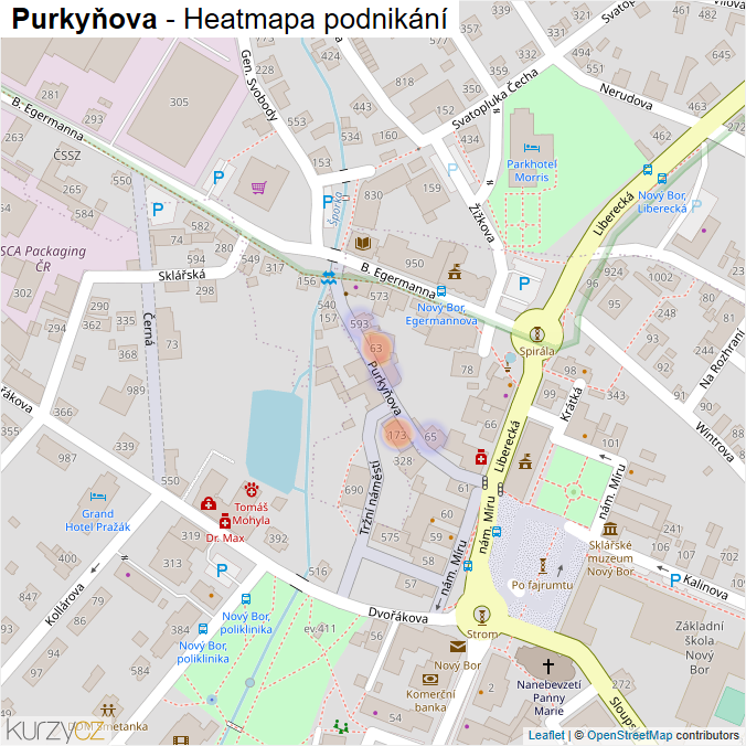 Mapa Purkyňova - Firmy v ulici.