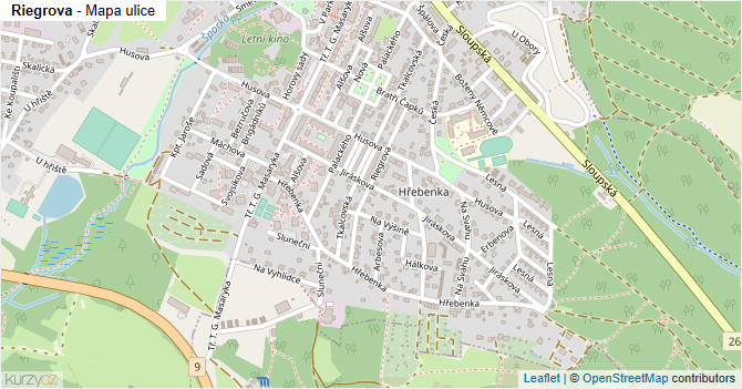 Riegrova - mapa ulice