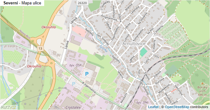 Severní - mapa ulice