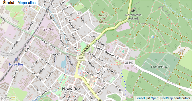 Široká - mapa ulice