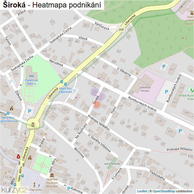 Mapa Široká - Firmy v ulici.