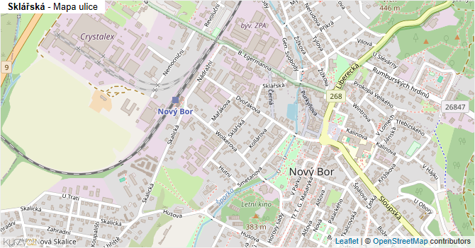 Sklářská - mapa ulice