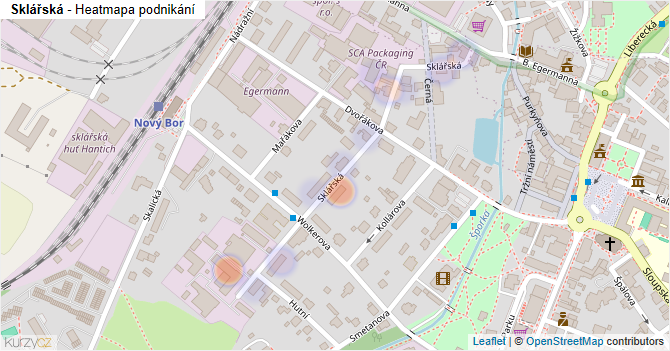 Sklářská - mapa podnikání