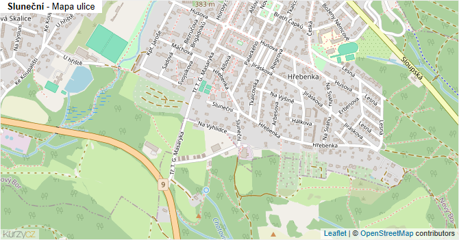 Sluneční - mapa ulice