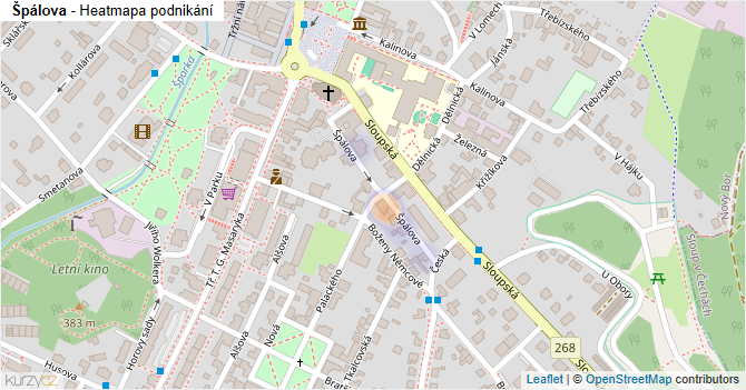 Špálova - mapa podnikání