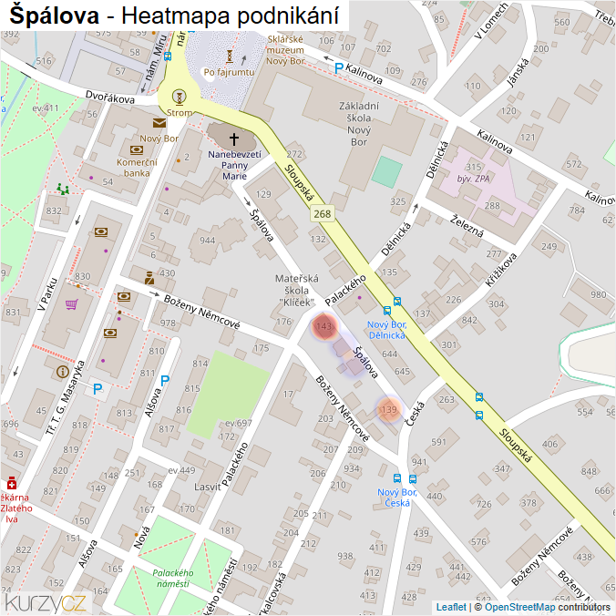 Mapa Špálova - Firmy v ulici.
