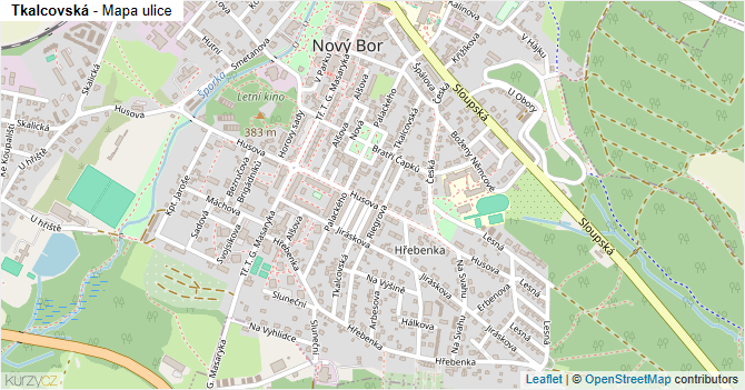 Tkalcovská - mapa ulice