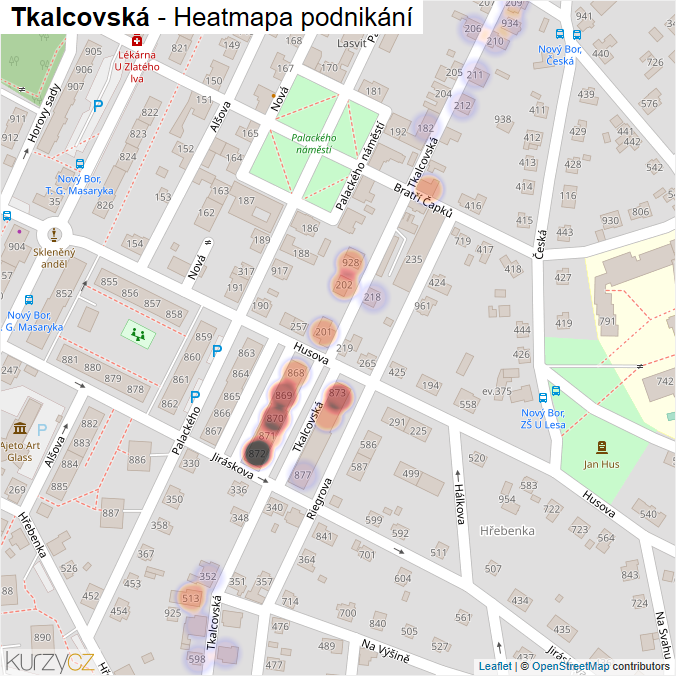 Mapa Tkalcovská - Firmy v ulici.