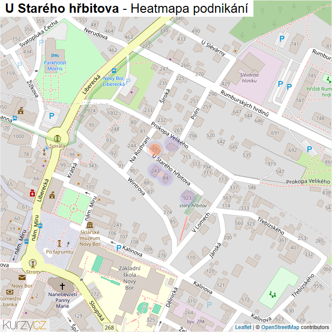 Mapa U Starého hřbitova - Firmy v ulici.