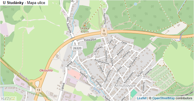 U Studánky - mapa ulice
