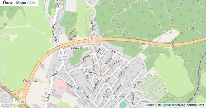 Úvoz - mapa ulice