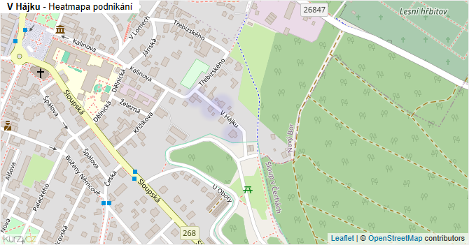 V Hájku - mapa podnikání