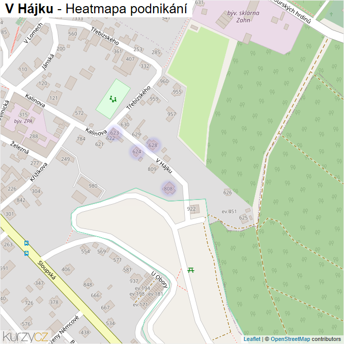 Mapa V Hájku - Firmy v ulici.