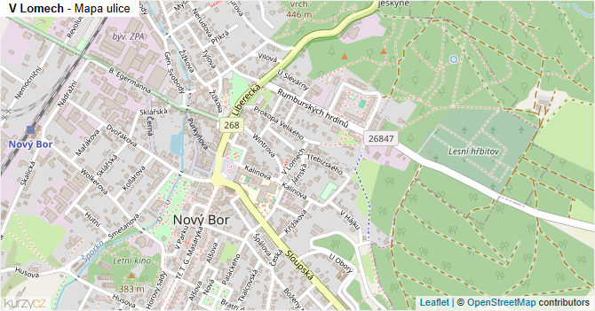 V Lomech - mapa ulice