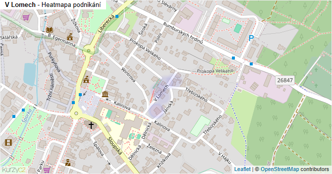 V Lomech - mapa podnikání