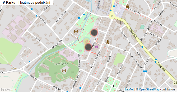 V Parku - mapa podnikání