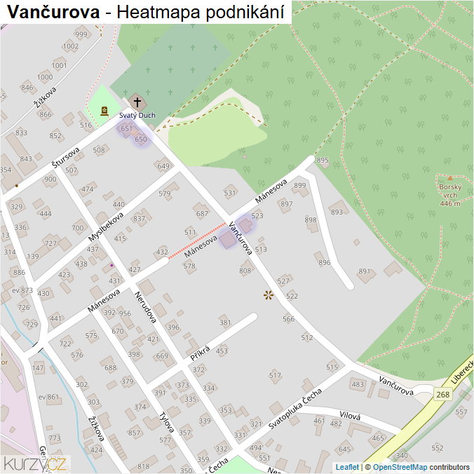 Mapa Vančurova - Firmy v ulici.