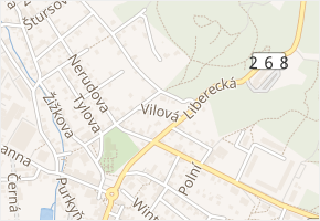 Vilová v obci Nový Bor - mapa ulice
