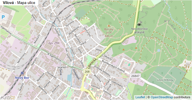 Vilová - mapa ulice