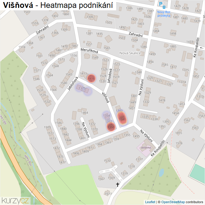Mapa Višňová - Firmy v ulici.
