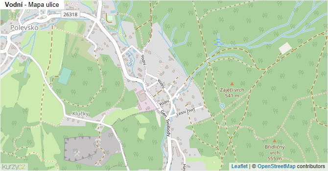 Vodní - mapa ulice