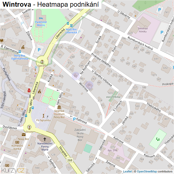 Mapa Wintrova - Firmy v ulici.