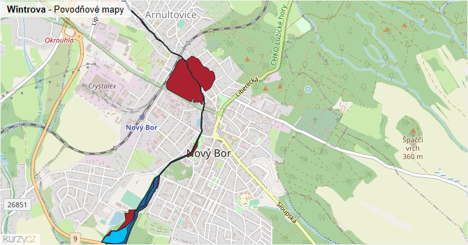 Wintrova - záplavové mapy stoleté vody