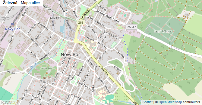 Železná - mapa ulice