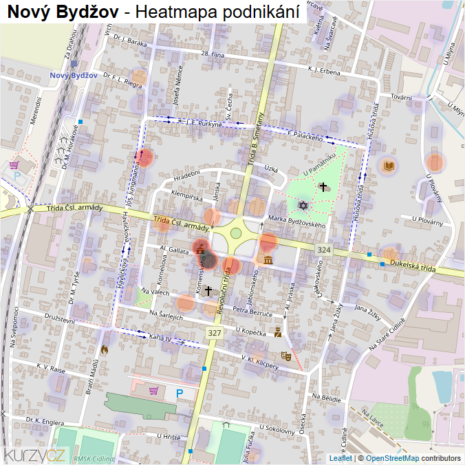 Mapa Nový Bydžov - Firmy v obci.