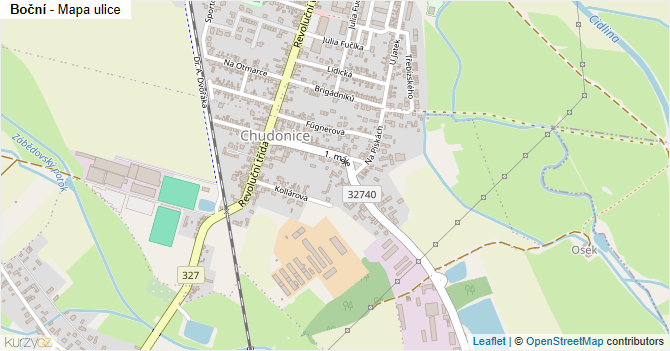 Boční - mapa ulice