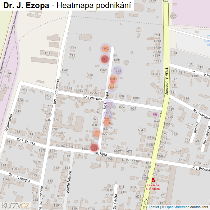 Mapa Dr. J. Ezopa - Firmy v ulici.