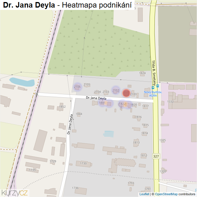 Mapa Dr. Jana Deyla - Firmy v ulici.