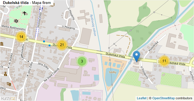 Dukelská třída - mapa firem
