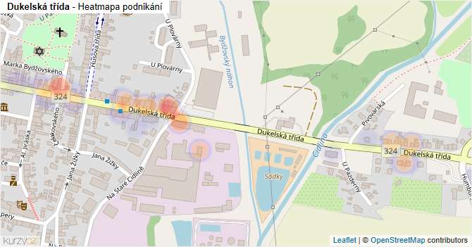 Dukelská třída - mapa podnikání