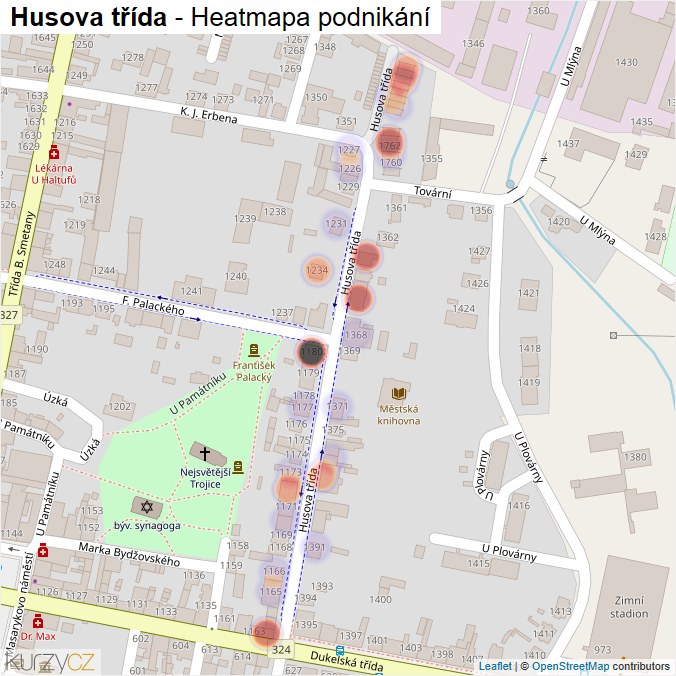 Mapa Husova třída - Firmy v ulici.