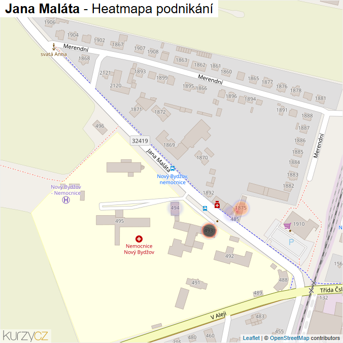 Mapa Jana Maláta - Firmy v ulici.