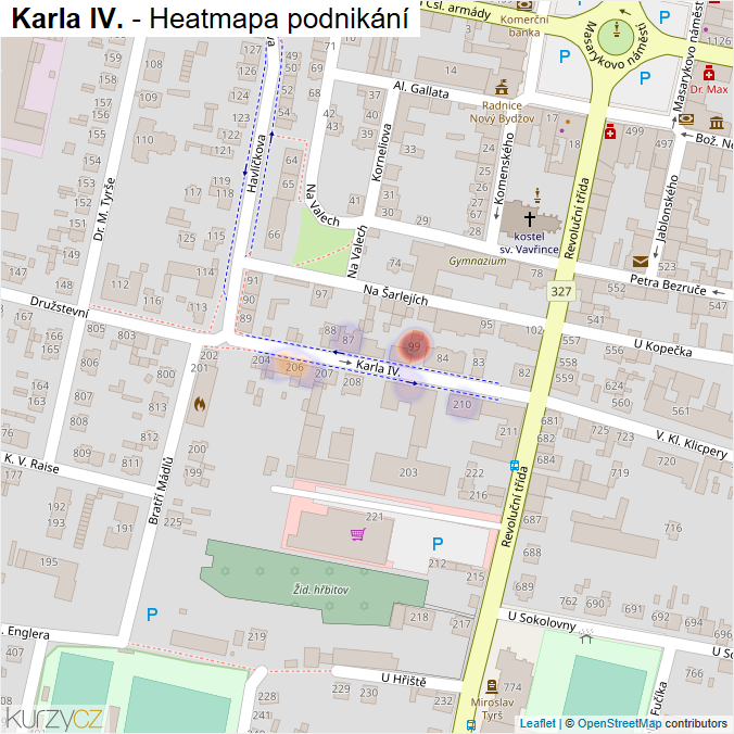 Mapa Karla IV. - Firmy v ulici.