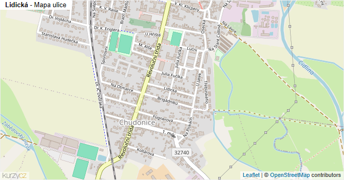 Lidická - mapa ulice