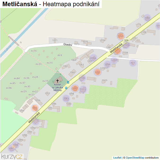 Mapa Metličanská - Firmy v ulici.