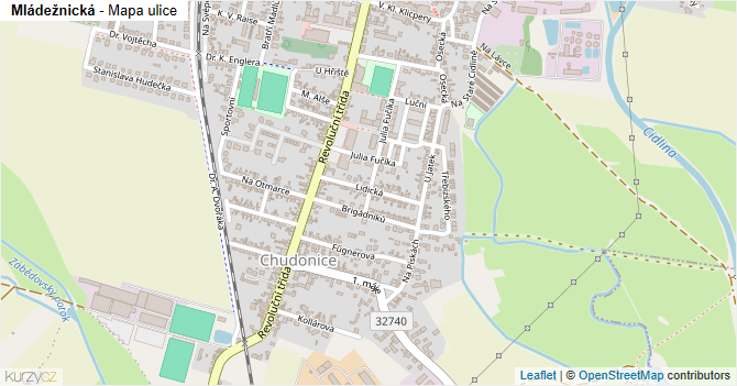 Mládežnická - mapa ulice