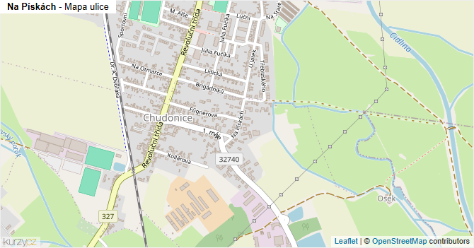 Na Pískách - mapa ulice